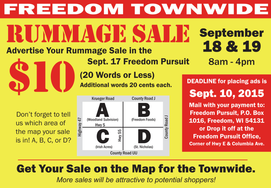 Freedom Townwide Rummage dates set Freedom Pursuit